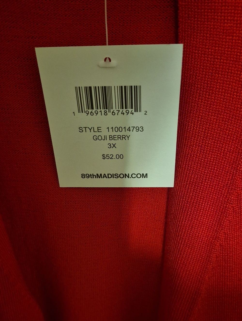 89th & Madison Red Open-Front Cardigan - Picture 2 of 2